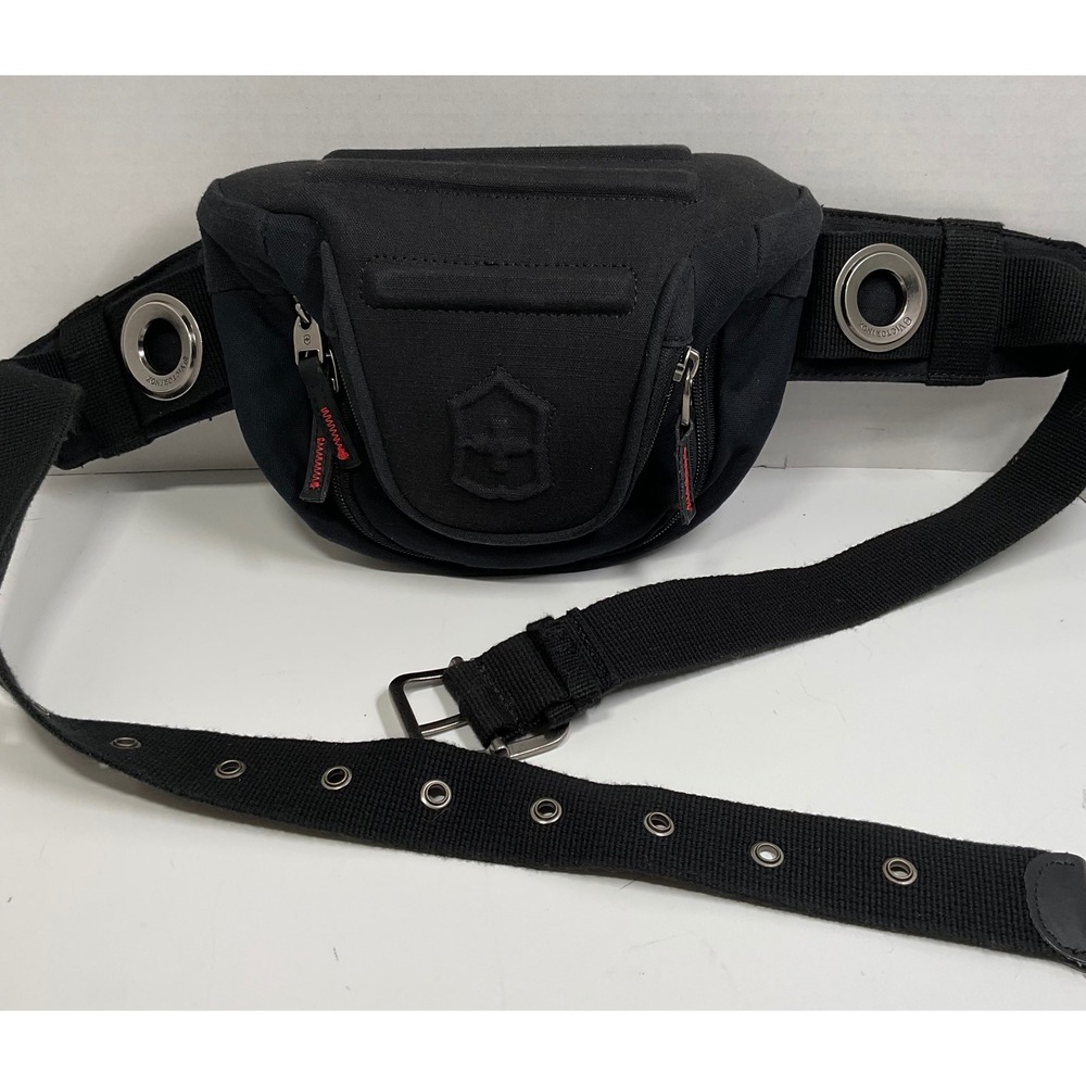 Victorinox Swiss Army Black Canvas Tactical Fanny Pack Waist Bag Adjustable Belt